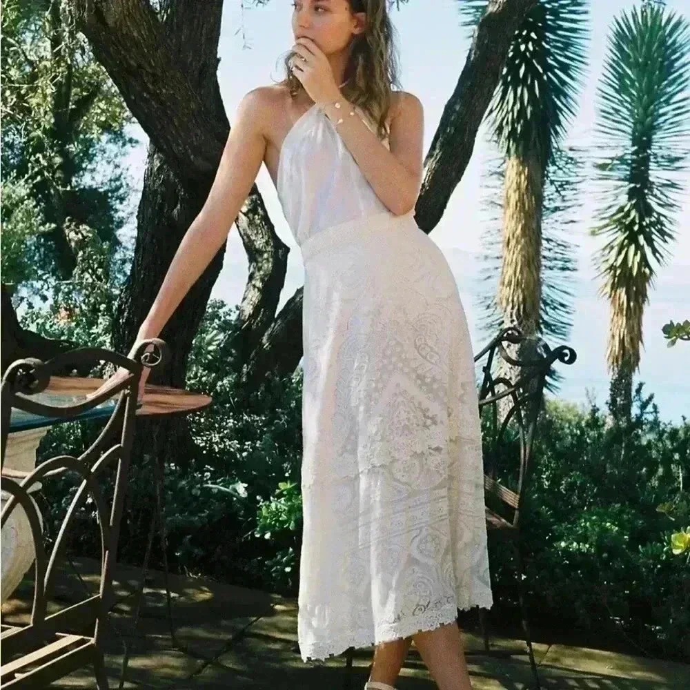 Anthropologie Farm Rio Stacie Maxi Skirt White